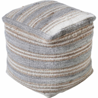 Raalte Hand Woven Pit Loom Natural And Grey Hemp Pouffe