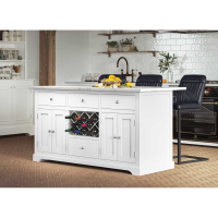 White Kitchen Island With White Granite Worktop