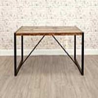 Rustic Recycled Kitchen Dining Table Painted Reclaimed Boat Wood Black Metal Frame Base