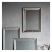 Modern Style Small Silver Rectangle Framed Wall Mirror Double Bevelled Edge 59x80cm