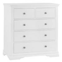 French Inspired Wooden White Painted 2 Over 3 Bedroom Chest Of Drawers 105 x 90cm