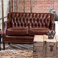 Vintage Chesterfield Genuine Leather Fiona 2 Seater Buttoned Club Sofa Couch 134cm
