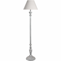 Ithaca Beige Washed Wood Floor Lamp With Fabric Shade Traditional Style