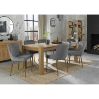 Turin Light Oak 8 to 10 Seater Extending Dining Set 8 Cezanne Grey Velvet Fabric Chairs