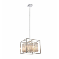 Modern Style Bevelled Glass And Chrome Adjustable 4 Pendant Light 111 x 35.4cm