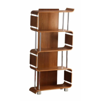 Helsinki Modern Poplar Wood Curved Edge Rectangular Bookshelf in Walnut