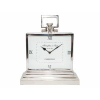 Latham Small Silver Aluminium Rectangular Mantel Clock Roman Numerals