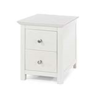 Traditional White Painted 2 Drawer Bedside Cabinet With Metal Convex Handles 56x45x40cm