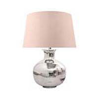 40cm Nickel Plated Round Lamp Base With Velvet Pink Fabric Drum Shaped Shade Table Lamp