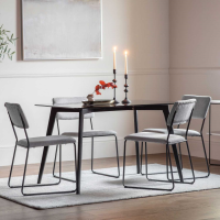 Rectangular 120cm Small Dining Table Black Solid Oak Base Smoked Tempered Glass Top