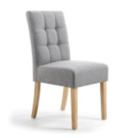 Modern Silver Grey Linen Effect Fabric Upholstered Waffle Back Dining Chair 92 x 45cm
