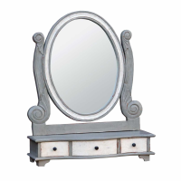 Isabella Grey White Vanity Table Top Mirror With Drawers