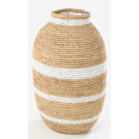 Woven Urn Basket With Narrow Stripes