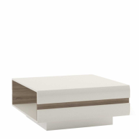 Designer White High Gloss Square Coffee Table With Oak Trim 90 x 90cm