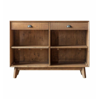 Modern Style Wooden 2 Drawer 2 Shelf Sideboard With Nickel Cup Handles 85 x 118cm