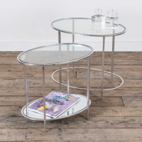 Gin Shu Metal Nest Of Tables Silver Gilt Leaf