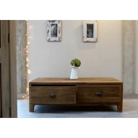 Fair Isle Large Reclaimed Pine Natural Wood 4 Drawer Low Coffee Sofa Table 140cm