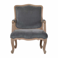 Traditional Style Grey Velvet Upholstered French Design Occasional Chair 94x66cm