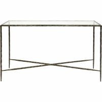 Patterdale Hand Forged Console Table Large 140x35cm Dark Bronze With Glass Top