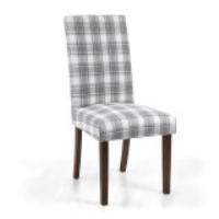 Ridley Herringbone Modern Check Cappuccino Fabric Upholstery Dining Chair on Walnut Legs