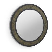 Ellipse Fumed Oak Wooden Metal Trimmed Round Wall Mirror 80cm Diameter