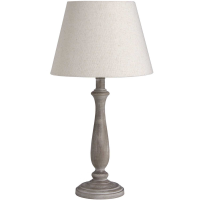 Teos Traditional Turned Wooden Table Desk Lamp Beige Linen Fabric Shade