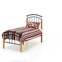 Tetras Black Metal Framed With Beech Wood Posts 90cm Single 3ft Bed Frame