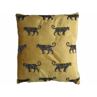 Safari Leopard Cushion Cover in Gold Velvet