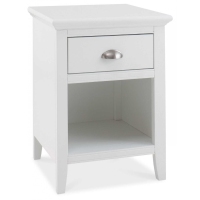 Hampstead White Painted Modern 1 Drawer Nightstand Bedside Table Cabinet 61x46x42cm