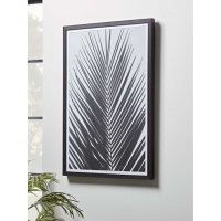 Black Textured Effect Monochrome Palm Printed Framed Wall Picture Art
