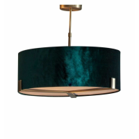 Modern Boutique Sea Green Fabric And Antique Brass Pendant Light 49.5 x 56.5cm