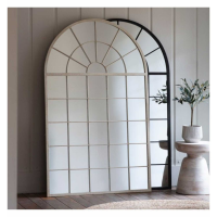 Modern Large Rustic White Metal Multiwindow Leaner Wall Mirror Arch Top 160x100cm