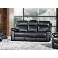 Aston Modern Style Black Leather Upholstered 3 Seater Recliner Sofa 100x197cm