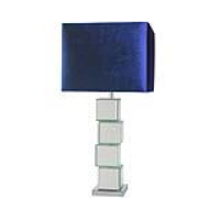 Block Design Mirror Table Lamp With Blue Shade