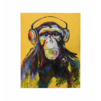 Funky Cool Through The Ape Vine Monkey Headphones Wall Art Canvas 100 x 80cm
