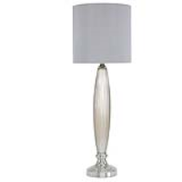 Taupe Pearl Glass Table Lamp With Grey Shade