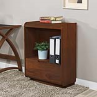 Universal Short Bookcase with Drawer Walnut