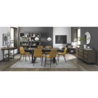 Tivoli Weathered Oak 6 to 8 Seater Table And 6 Mondrian Mustard Velvet Chairs Dining Set