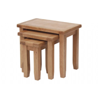 Solid Oak Natural Occasional Living Room Nest of 3 Tables Stackable