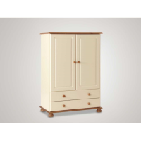 Cream and Pine 2 Door 2 Drawer Small Low Kids Combi Double Wardrobe