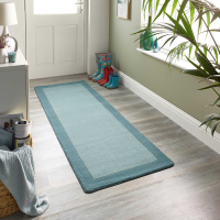 Origins Borders Duck Egg Blue Hand Tufted Runner Rug 67x200cm