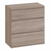 Dark Oak Bedroom Chest of 3 Drawers Handle Free 77cm Wide x 84cm Tall