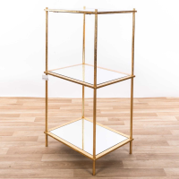 Modern Style Gold Gilt Leaf Parisienne Metal Three Tier Shelving Unit 81x41cm