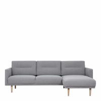 Modern Pale Grey Fabric Right Hand Corner Sofa Chaise on Oak Legs