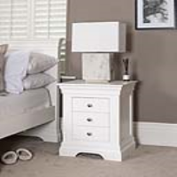 White Painted 3 Drawer Bedside Table Cabinet Nightstand Cornice Top 64x50x38cm