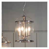 Traditional Style Light Satin Nickel Finish 4 Pendant Ceiling Wall Lighting 198 x 30cm