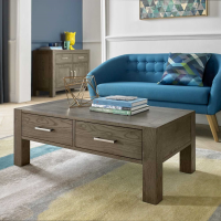 Dark Oak Wood Coffee Table 2 Drawers 110 x 60cm Rectangular Shape