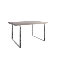 1.4m Small Kitchen Dining Room Table Silver Grey Oak Top Chrome Legs