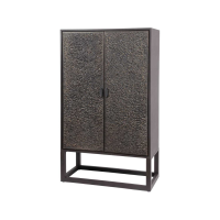 Textured Copper Brown Tall 2 Door Bar Drinks Cupboard With 2 Internal Drawers 150x90x50cm