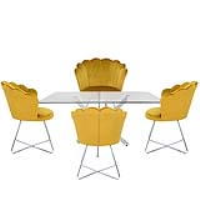 Value Nova 160cm Rectangular Dining Set With 4 Mustard Ariel Chairs